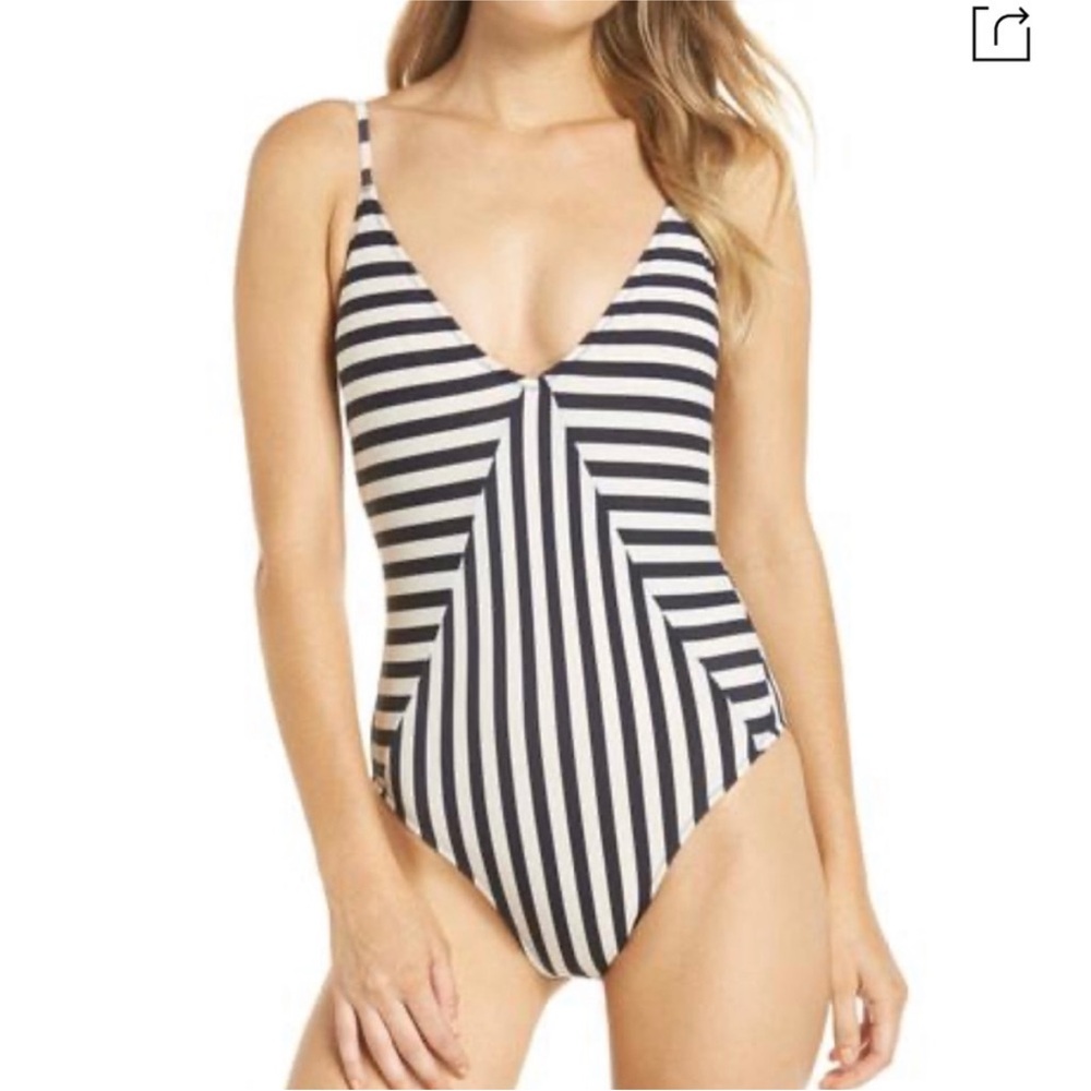 J Crew One Piece Striped Black White Swimsuit